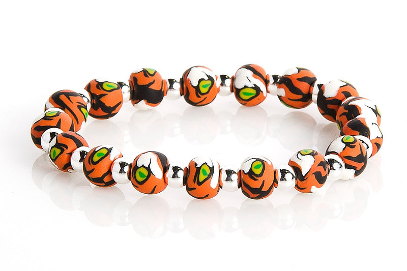 Bengals Small Bead Silver Round Bracelet - Intention Beads | Astrology | Talisman