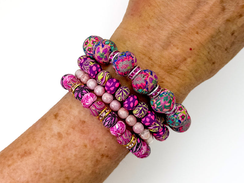 Couture Bracelet Stack- Pink