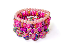 Couture Bracelet Stack- Pink