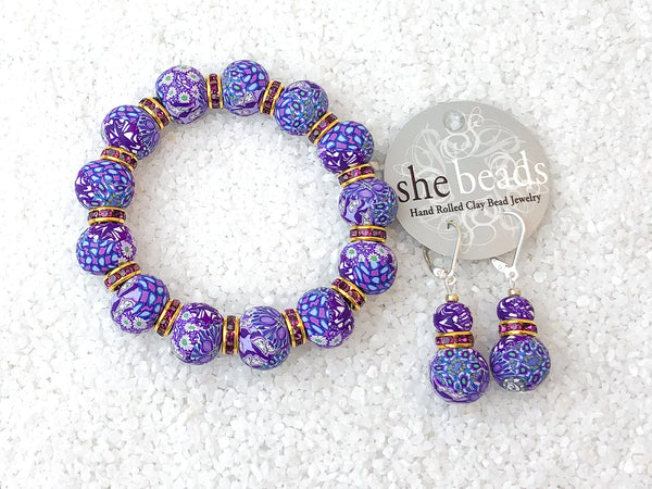 Purple/Purple Couture Bracelet & Earring Set