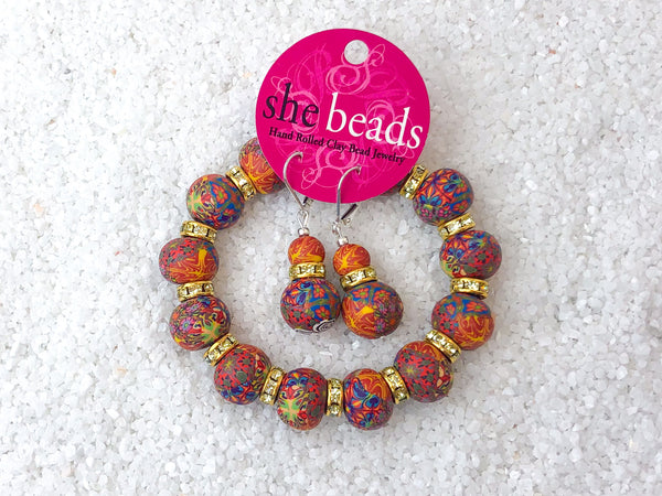 Blood Orange Couture Bracelet & Earring Set