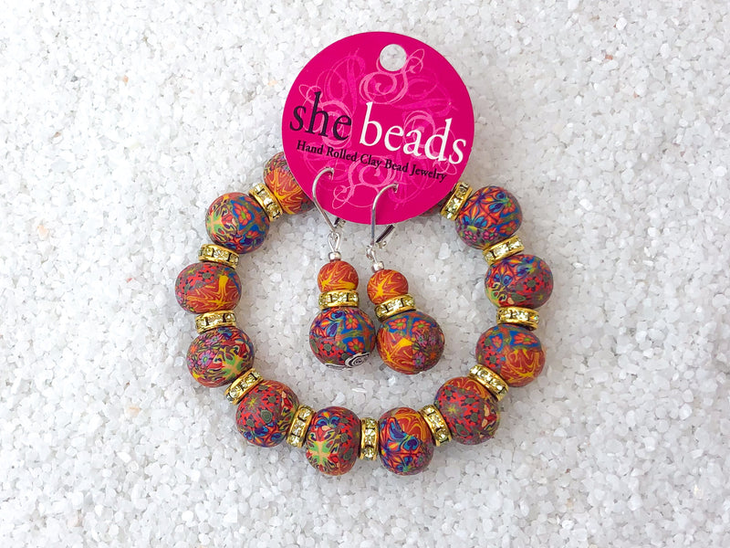 Blood Orange Couture Bracelet & Earring Set