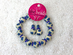 Blue Poinsettia Couture Bracelet & Earring Set