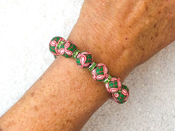 Green Candy Cane Couture Bracelet & Earring Set