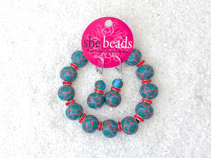 Blue Wreath Couture Bracelet & Earring Set