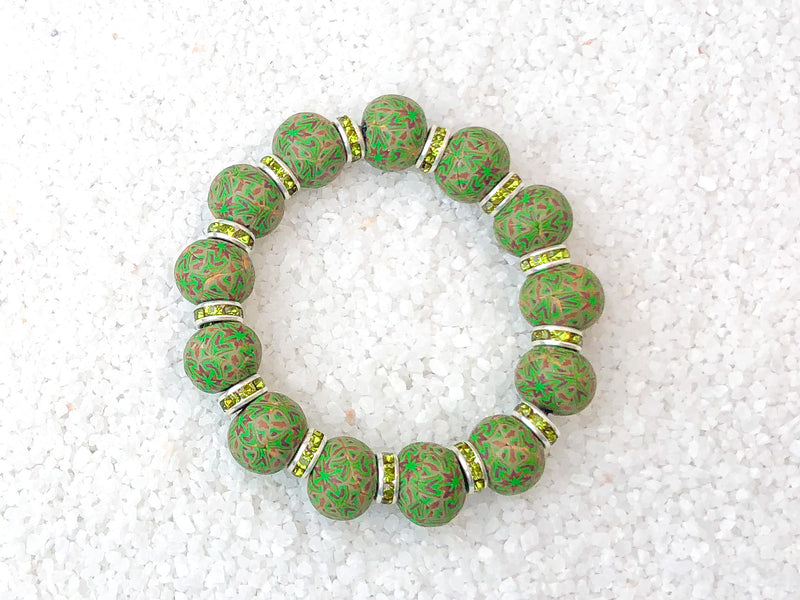 Green/Gold One of a Kind Large Bead Bracelet