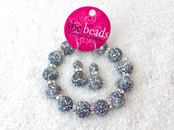 Greyscale Couture Bracelet & Earring Set