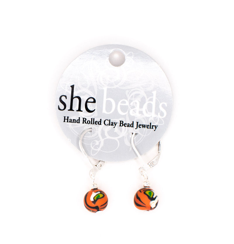 Eye of the Tiger Small Bead All Clay Earrings
