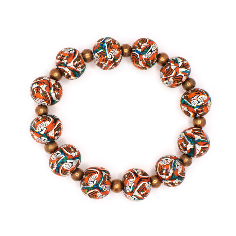 Eye of the Tiger Large Bead Copper Round Bracelet