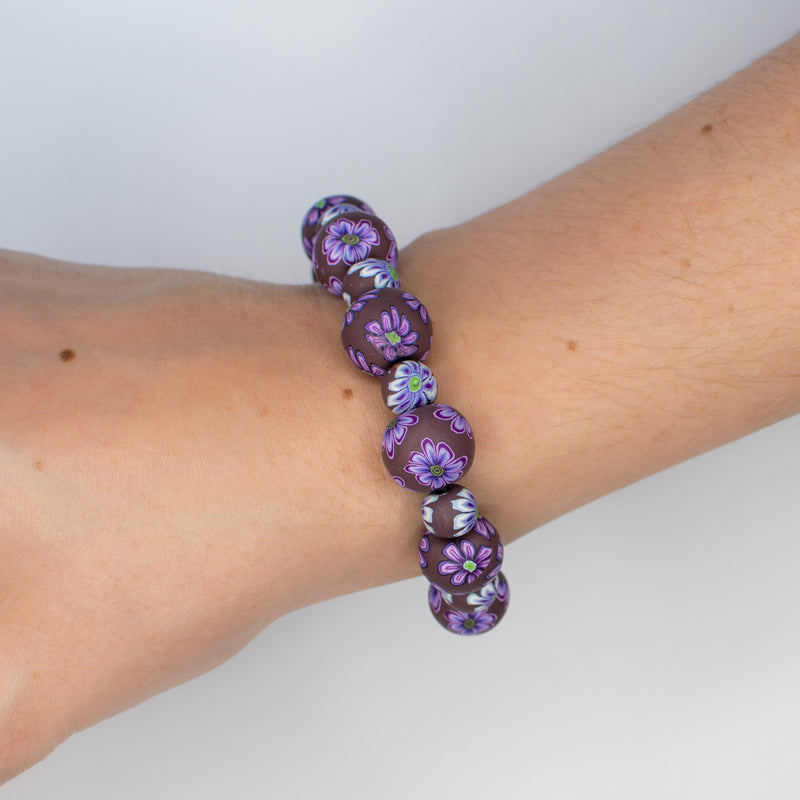 Violet Large Bead All Clay Bracelet