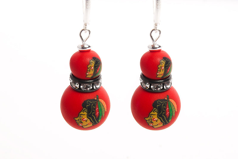 Blackhawks Large Bead Swarovski Crystal Earrings - Intention Beads | Astrology | Talisman