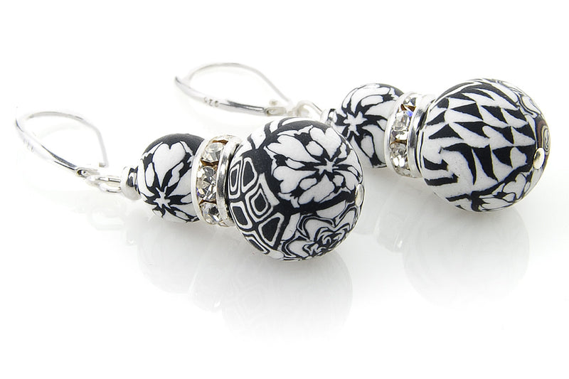 Multi Black & White Large Bead Swarovski Crystal Earrings - Intention Beads | Astrology | Talisman