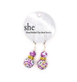 Hummingbird Earrings - Sterling Silver, Crystals, and Beads Handmade from Clay - She Beads
