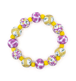Hummingbird Bracelet - Glass Trade Beads and Beads Handmade from Clay - She Beads