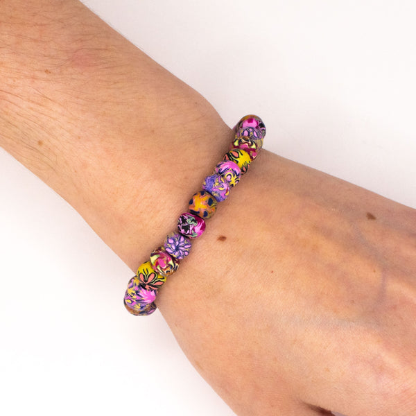 Pink Lemonade Bracelet - Beads Handmade from Clay - She Beads