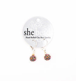 Pink Lemonade Earrings - Sterling Silver and Beads Handmade from Clay - She Beads