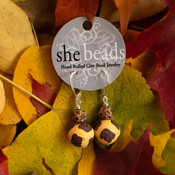 Thanksgiving Turkey Large Bead All Clay Earrings